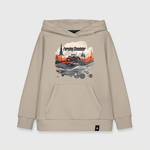 Детская толстовка-худи Farming Simulator - Vector flаt / Миндальный – фото 1