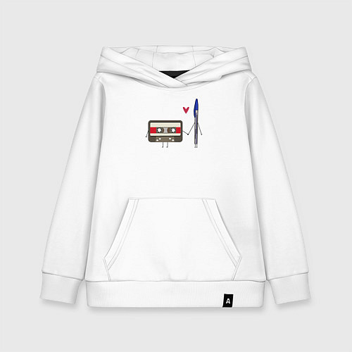 Детская толстовка-худи Кассета и ручка / Белый – фото 1