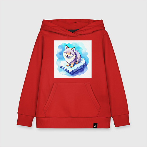 Детская толстовка-худи Пушистый волчонок / Красный – фото 1