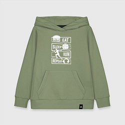 Толстовка детская хлопковая Еда, сон, бег, цвет: авокадо