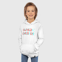 Толстовка детская хлопковая Пиксельный глитч game over, цвет: белый — фото 2