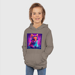 Толстовка детская хлопковая Киберпанк-белка с глазными имплантами, цвет: утренний латте — фото 2