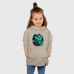 Толстовка детская хлопковая Изумрудная сова, цвет: миндальный — фото 2