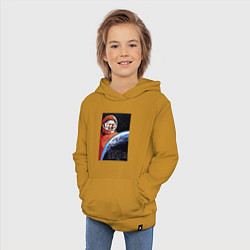 Толстовка детская хлопковая Гагарин космос, цвет: горчичный — фото 2