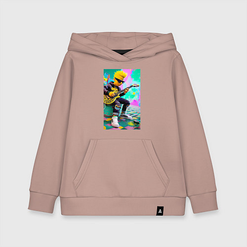 Детская толстовка-худи Барт Симпсон играет на гитаре / Пыльно-розовый – фото 1