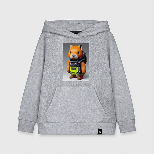 Детская толстовка-худи Baby capybara - cyberpunk - neural network / Меланж – фото 1