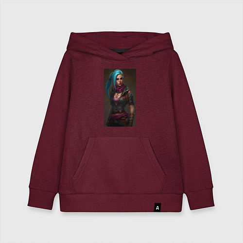 Детская толстовка-худи Jinx fantasy Arcane League of Legends / Меланж-бордовый – фото 1