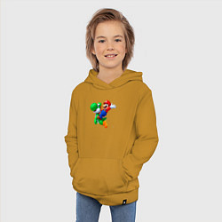 Толстовка детская хлопковая Марио на Йоши, цвет: горчичный — фото 2