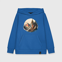 Толстовка детская хлопковая Горы в стиле моротай, цвет: синий