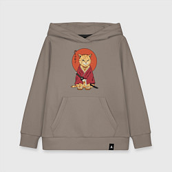 Толстовка детская хлопковая Samurai kimono cat, цвет: утренний латте