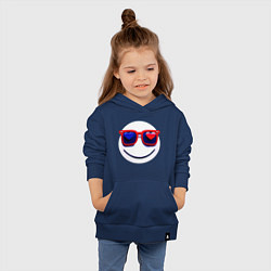 Толстовка детская хлопковая Смайлик в очках с сердечками, цвет: тёмно-синий — фото 2