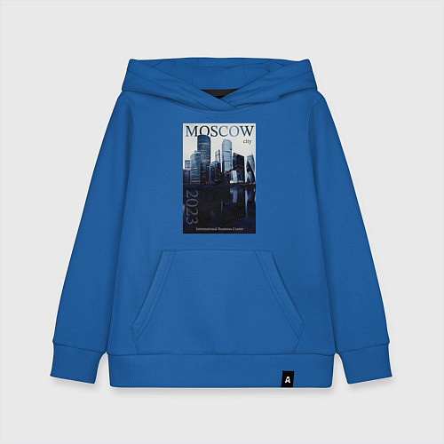 Детская толстовка-худи Moscow city обложка журнала / Синий – фото 1