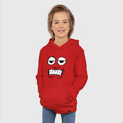 Толстовка детская хлопковая Unhappy tired emoji smile face, цвет: красный — фото 2