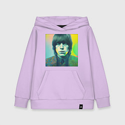 Толстовка детская хлопковая Brian Jones Pop Glitch Art, цвет: лаванда