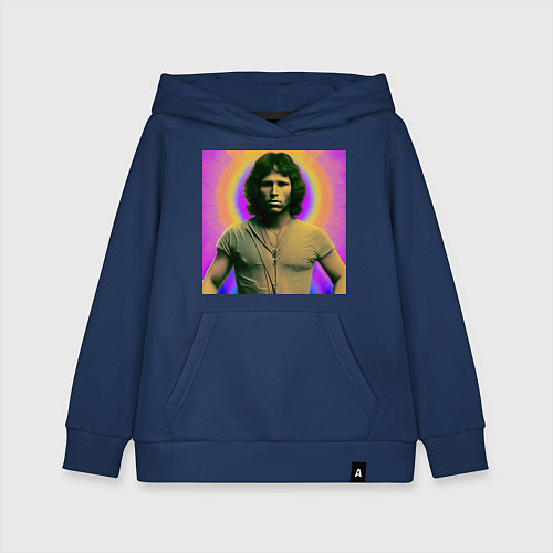 Детская толстовка-худи Jim Morrison Galo Glitch Art / Тёмно-синий – фото 1