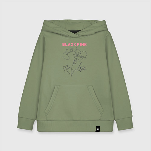 Детская толстовка-худи Blackpink автограф / Авокадо – фото 1