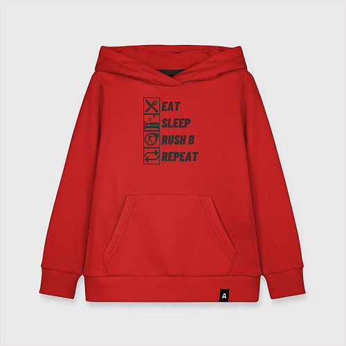Детская толстовка-худи Eat sleep rush b / Красный – фото 1