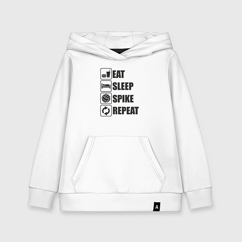 Детская толстовка-худи Eat sleep spike / Белый – фото 1