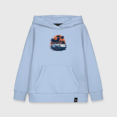Детская толстовка-худи Порше, пальмы и закат / Мягкое небо – фото 1