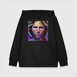 Толстовка детская хлопковая Jim Morrison neon portrait art, цвет: черный