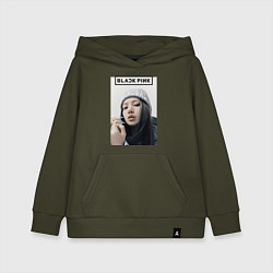 Толстовка детская хлопковая Джису блэкпинк, цвет: хаки