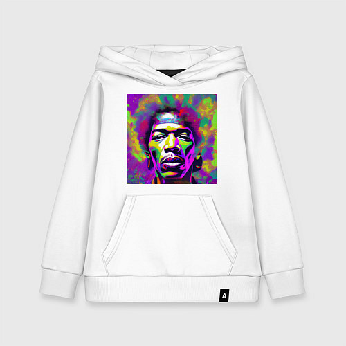 Детская толстовка-худи Jimi Hendrix in color Glitch Art / Белый – фото 1