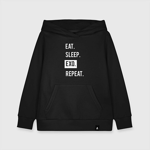 Детская толстовка-худи Eat Sleep EXO Repeat / Черный – фото 1