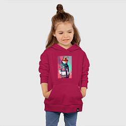 Толстовка детская хлопковая Крутой лис в модной куртке - нейросеть, цвет: маджента — фото 2