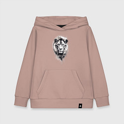 Толстовка детская хлопковая Голова льва рисунок карандашом, цвет: пыльно-розовый