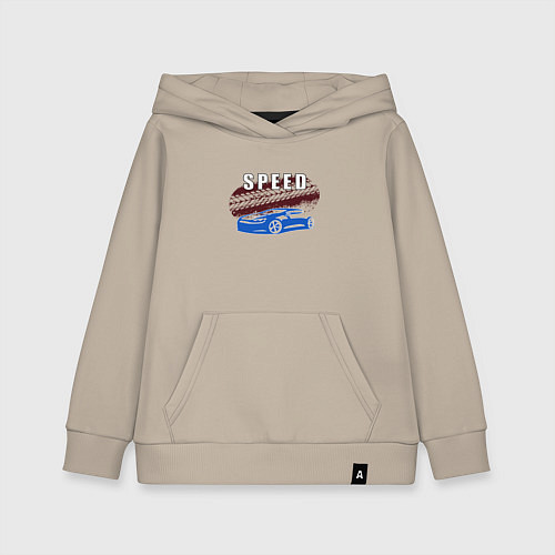 Детская толстовка-худи Машина с надписью Скорость / Миндальный – фото 1