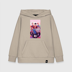 Толстовка детская хлопковая BTS art anime style, цвет: миндальный