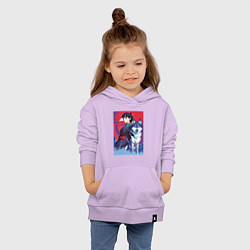 Толстовка детская хлопковая Девочка со своим другом волком - аниме, цвет: лаванда — фото 2
