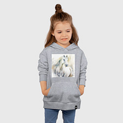 Толстовка детская хлопковая Акварельный белый конь, цвет: меланж — фото 2
