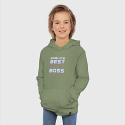 Толстовка детская хлопковая Лучший в мире лами босс, цвет: авокадо — фото 2