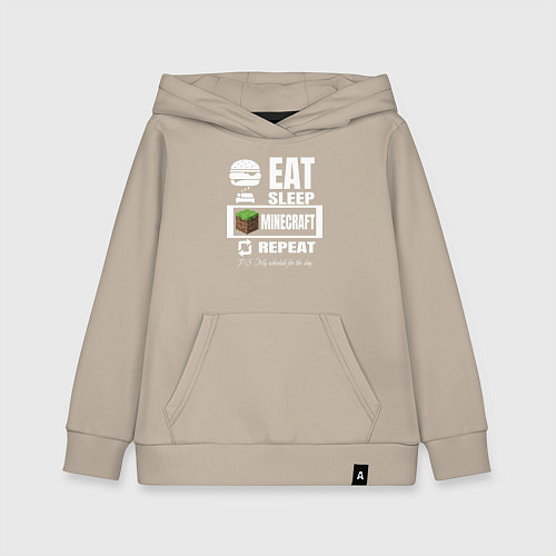 Детская толстовка-худи Майнкрафт на повторе / Миндальный – фото 1