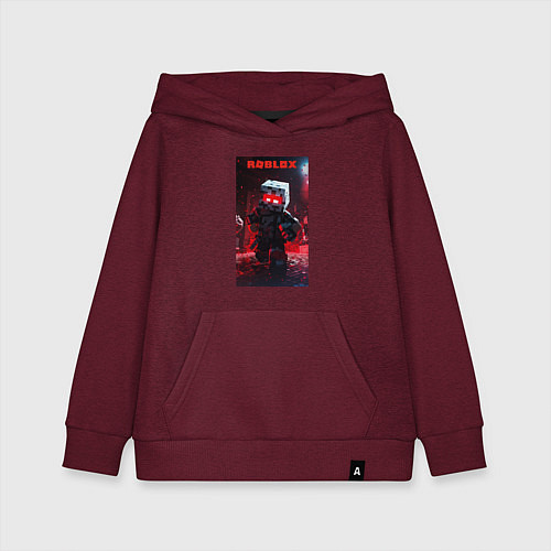 Детская толстовка-худи Roblox red style / Меланж-бордовый – фото 1