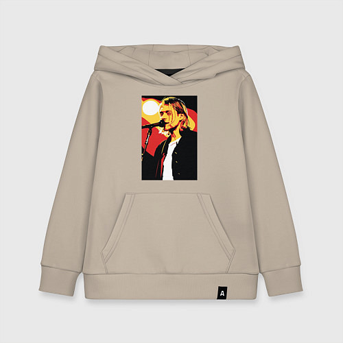 Детская толстовка-худи Курт Кобейн с микрофоном / Миндальный – фото 1