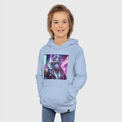 Толстовка детская хлопковая Горилла в стиле киберпанк, цвет: мягкое небо — фото 2