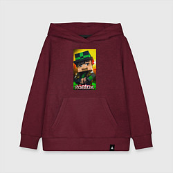 Толстовка детская хлопковая Roblox green man, цвет: меланж-бордовый