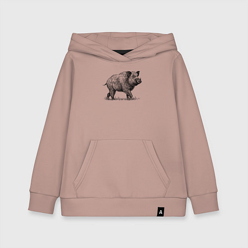 Детская толстовка-худи Кабан гуляет / Пыльно-розовый – фото 1