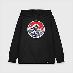 Детская толстовка-худи Большая вoлна в Канагаве в круге