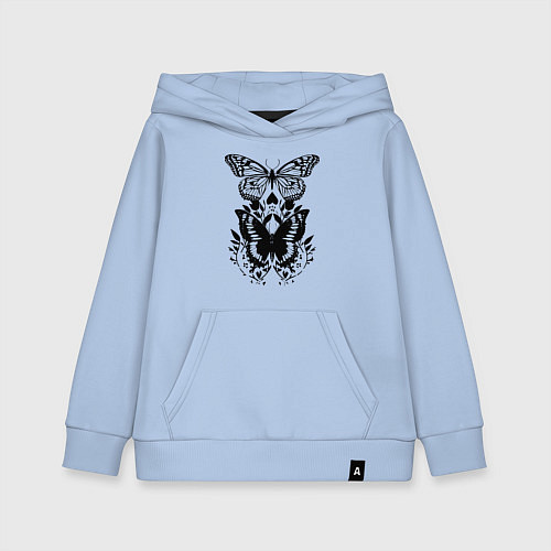 Детская толстовка-худи Две бабочки - татуировка / Мягкое небо – фото 1