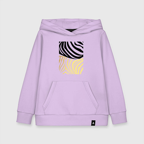 Детская толстовка-худи Принт зебра черно- золотой / Лаванда – фото 1