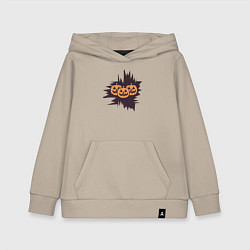 Толстовка детская хлопковая Halloween фонарь джек из тыквы, цвет: миндальный