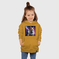 Толстовка детская хлопковая Собака и кот в космосе, цвет: горчичный — фото 2