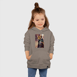 Толстовка детская хлопковая Cool leopard - urban style - neural network, цвет: утренний латте — фото 2