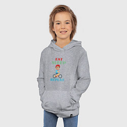 Толстовка детская хлопковая Кушать спать кататься на велосипеде, цвет: меланж — фото 2