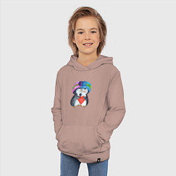 Толстовка детская хлопковая Влюбленные пингвины, цвет: пыльно-розовый — фото 2