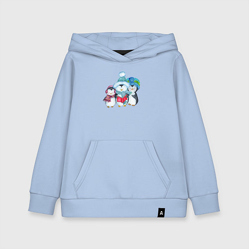 Детская толстовка-худи Семья пингвинов новый год / Мягкое небо – фото 1