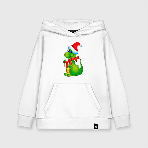 Детская толстовка-худи Дракон с подарком / Белый – фото 1
